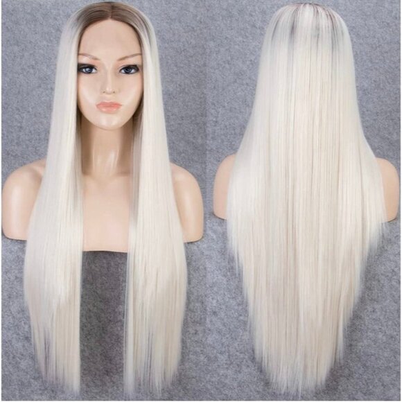 Ombre Platinum Blonde Lace Front Wig - Picture 2 of 5